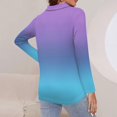 thumbnail image 4 of WTOBBY Women's Ombre Print Polo Shirt - Long Sleeve Casual V-Neck Zipper Detail Tops for Women, Spring Fall Fashion Comfort Stretch Gradient Design,Light Purple XL, 4 of 7
