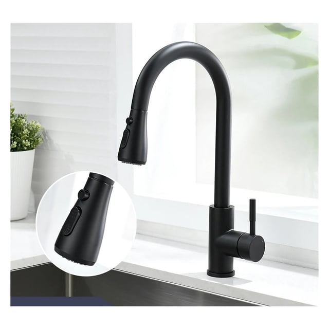 Kitchen Faucet Brushed Nickel Color Surface Hot and Cold Water Faucet Pull-out Single Hole ,Easy to Install
