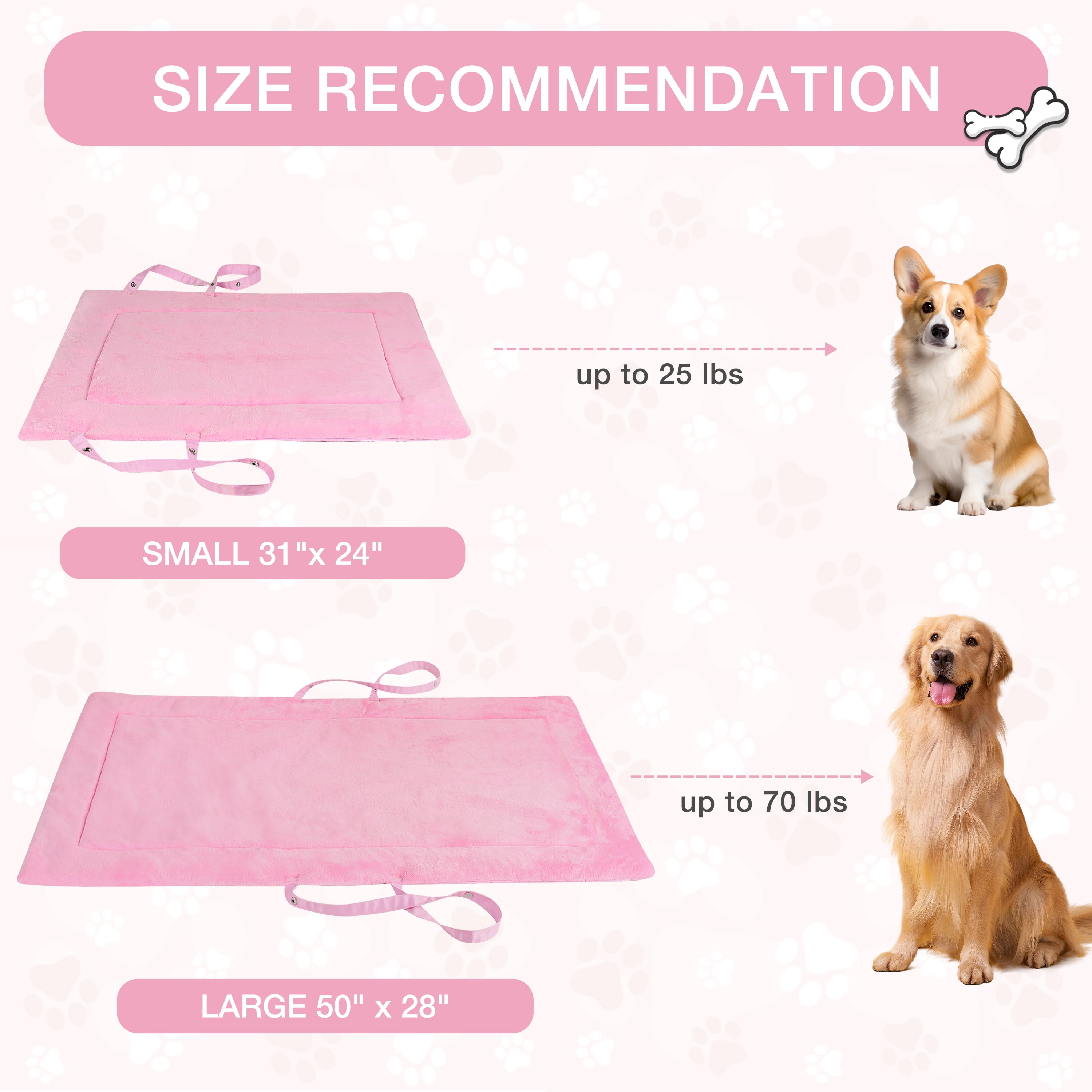 Kritter Planet Reversible Waterproof Foldable Dog Bed Pad for Camping & Travel, Portable Roll-Up Dog Bed Car Seat Pet Cushion Mat with Handles for Small & Medium Dogs, Indoor & Outdoor Use