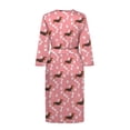 thumbnail image 4 of Yuyamidu Cute Dachshund Womens Robes Dog Paw Ladies Loungewear Lightweight Robe for Women Dog Bathrobe Soft Sleepwear Size 2XL, Pink Night Gown for Sleep Spa, 4 of 7