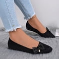 thumbnail image 4 of Gpaecead Women's Pearl Pendant Mesh Bow Ballet Flats Faux Suede Cushioned Slip On Non Slip Shoes For Weddings, Work And Parties, Black, 4 of 5