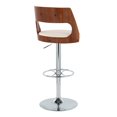 thumbnail image 6 of Cecina Mid-Century Modern Adjustable Height Barstool with Swivel in Chrome and Faux Leather - Set of 2 (Walnut, Cream, Wheel Footrest), 6 of 6