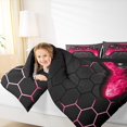 thumbnail image 4 of Manfei Neon Gamepad Bedding Sets Twin with Comforter,Modern Geometric Honeycomb Duvet Insert,Red Black Comforter Sets Twin Size For Boys Kids,Super Cozy Bedroom Decor Reversible,2pcs, 4 of 8
