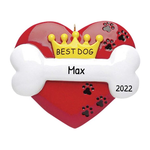 Personalized Dog Christmas Ornaments 2024 - Best Heart Christmas Dog Bone Ornament for Dog Lovers