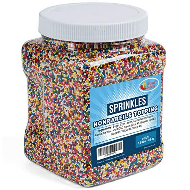 A Great Surprise Rainbow Nonpareils Sprinkles Non Pareil Sprinkles In Resealable Container 1 8 Lb Bulk Candy Walmart Com Walmart Com