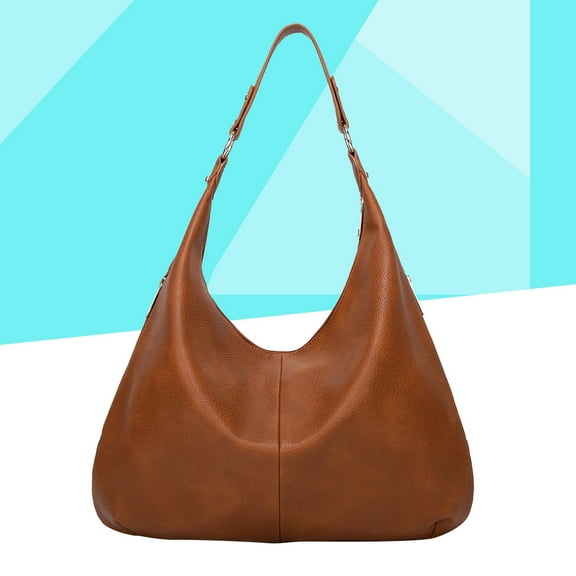 Toyvian Elegant Brown Woman Tote Bag Fashionable PU Large Capacity Shoulder Pouch