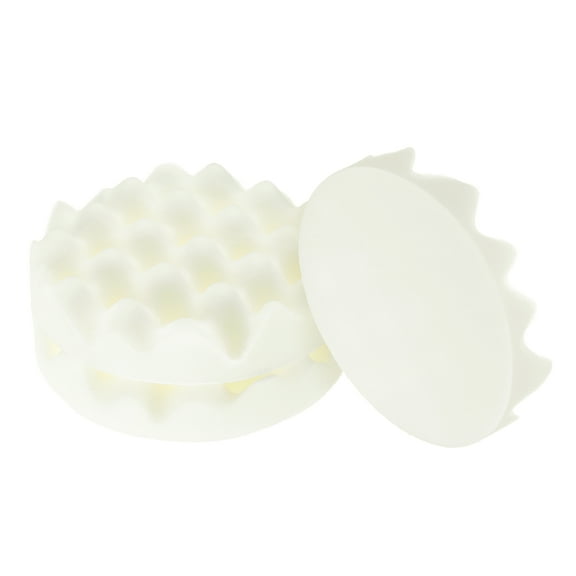 Uxcell 3pcs Buffing Sponge Pads 5" Polishing Wheel Waffle Finishing Grip Pad Car Buffer Polisher with Hook and Loop Back for Car Detailing Polishing Waxing, White