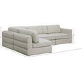 thumbnail image 4 of Maklaine Contemporary Beige Durable Linen Textured Fabric Modular Sectional, 4 of 15