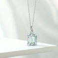 thumbnail image 4 of Gem Stone King 925 Silver Sky Blue Simulated Aquamarine and White Created Sapphire Pendant Necklace for Women (4.27 Cttw, Gemstone Birthstone, Emerald Cut 10X8MM with 18 inch Silver Chain), 4 of 4