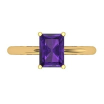 1.75 ctw Solitaire Anniversary Ring for Women | Radiant Cut Natural Amethyst | Hyperallergenic Solid 18K Yellow Gold