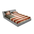 thumbnail image 2 of Ambesonne American Flag Fitted Sheet & Pillow Sham Set, Wood Design Flag, Calking, Blue Red, 2 of 2