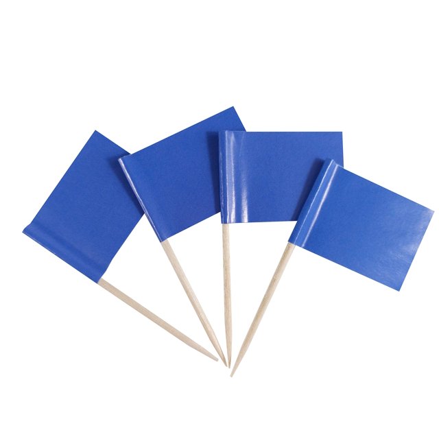 JBCD Solid Blue Toothpick Flag Blank DIY Flag Mini Small Plain Blue Cupcake Topper Flags (100 pcs)