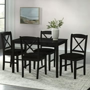 TMS Mason 5-Piece Cross Back Indoor Dining Set, Includes Table and Chairs, Black