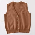 thumbnail image 2 of Girls Boys School Uniform Sweater Vests, Solid Color Button V-Neck Classic Knit Vests Big Children Sleeveless Cardigan Tops Coffee S, 2 of 5