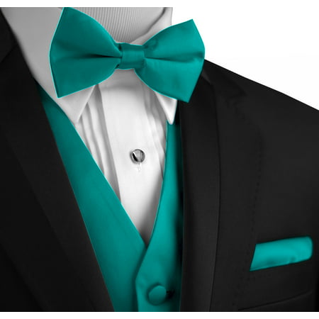 Italian Design, Men's Formal Tuxedo Vest, Bow-Tie & Hankie Set for Prom, Wedding, Cruise in (Best Italian Mens Suits Brands)