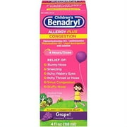 5 Pack - Children's Benadryl D Allergy & Sinus Oral Solution, Grape, 4 oz Each