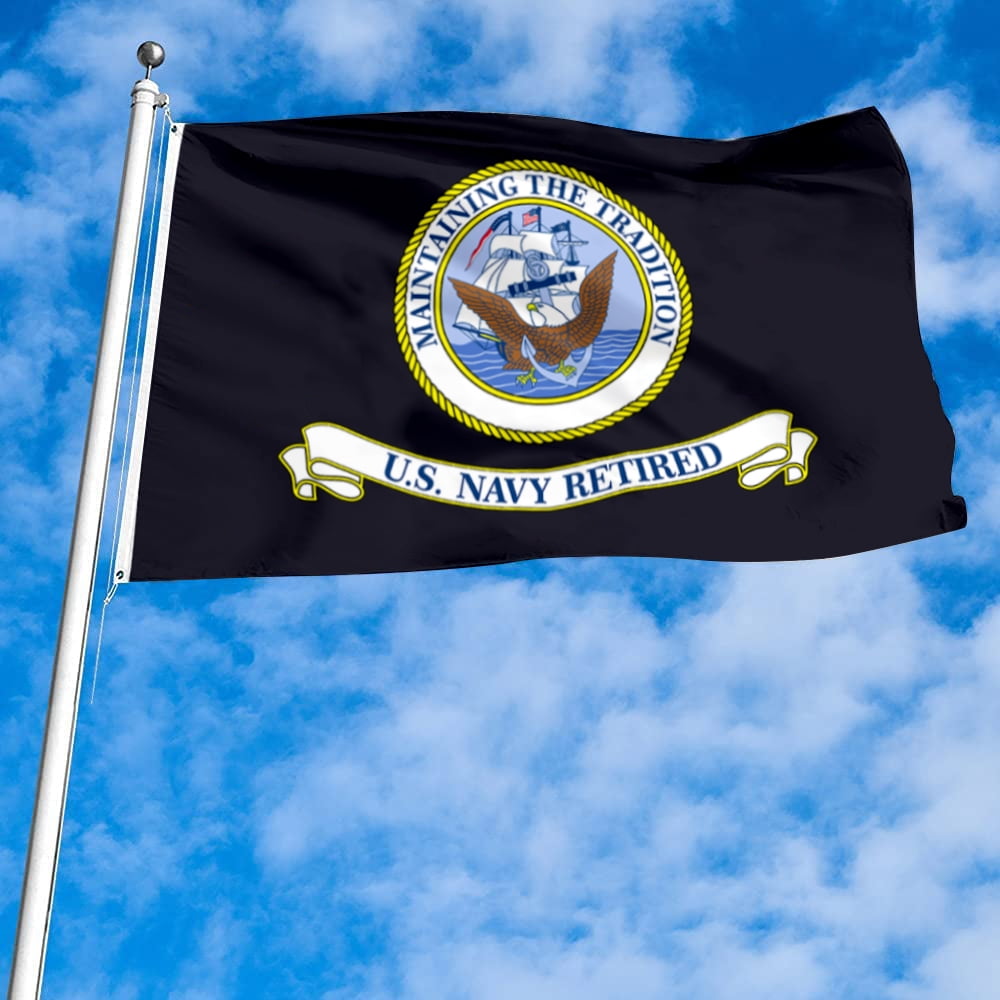 Dutern Double Sided United States Navy Retired Military Flag banner 3 Ply with Brass Grommets 3x5 Feet