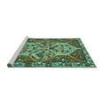 thumbnail image 2 of Ahgly Company Machine Washable Indoor Square Persian Turquoise Blue Traditional Area Rugs, 6' Square, 2 of 4