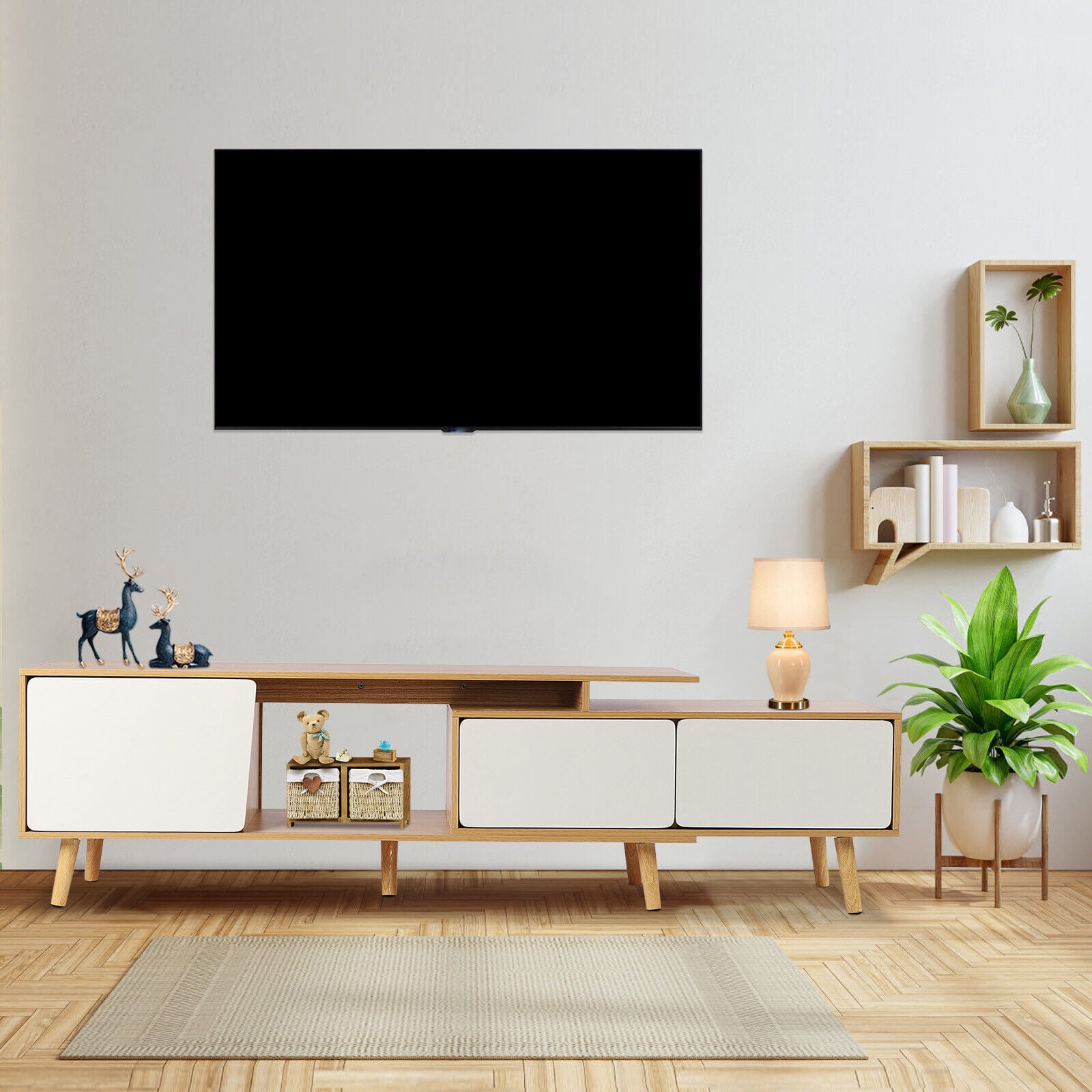 Home TV Stand MDF Living Room TV Cabinet Entertainment Center Console Shelf
