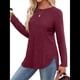 thumbnail image 3 of Camisas de Larga para Mujer, Blusas Tipo Túnica para Mujer, Suéteres Básicos Holgados y Elegantes con Cuello Redondo para Mujer. Rojo XXL, 3 of 7