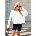thumbnail image 6 of Women'S Long Sleeve Solid Color Loose - Fit Casual Yoga Top - Soft, Breathable for Yoga Cream White L, 6 of 8