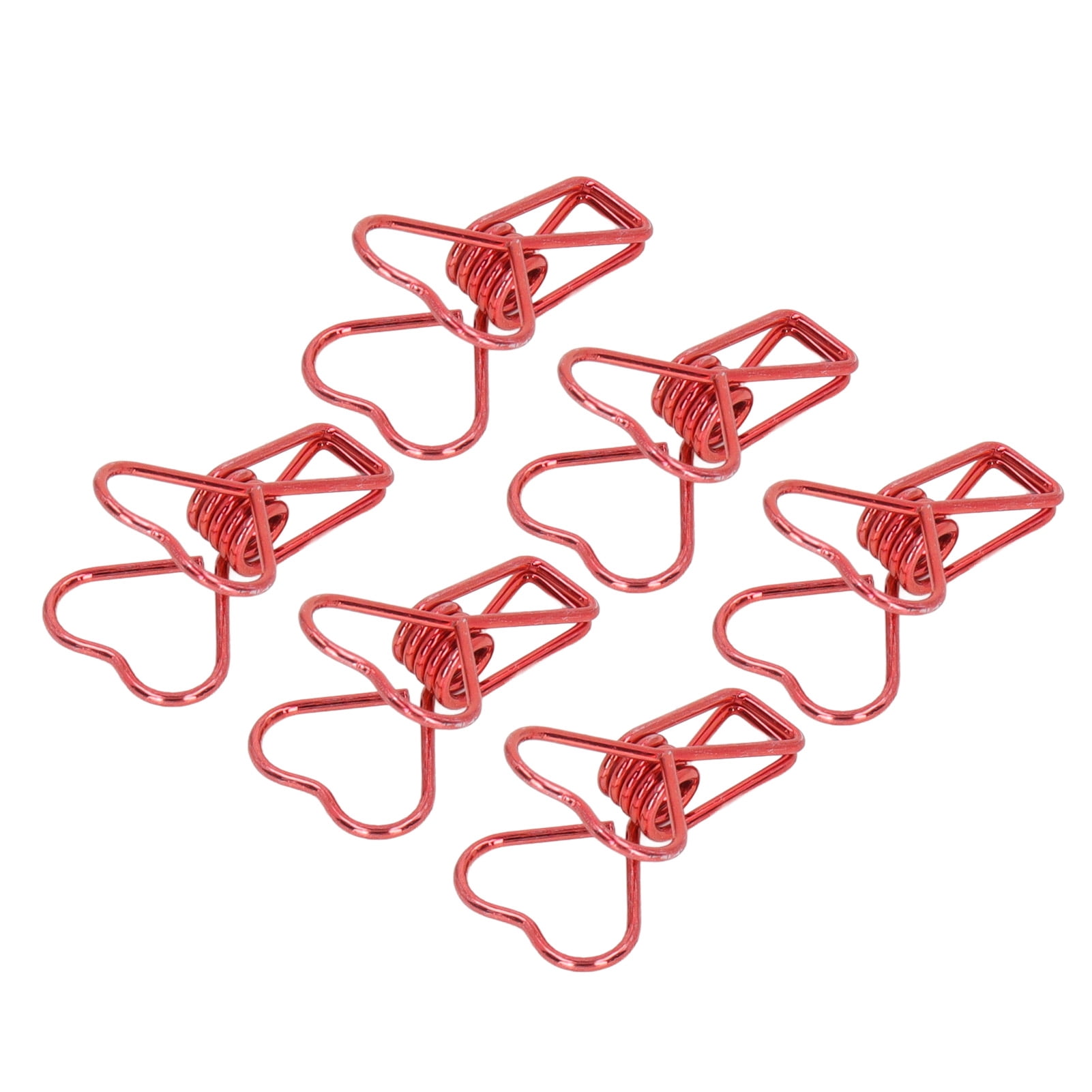 Yajisi 100Pcs Metal Heart Shape Hollow Binder Clips for Office Documents, Certificates, Tickets, Small Paper Clamps, Red