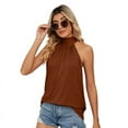 thumbnail image 4 of Women's Tank Top Summer Clothing Sleeveless Halter Mock Turtleneck Vest Solid Color T-shirt Loose Casual Pleated Front Blouse,S-2XL, 4 of 9