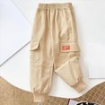 thumbnail image 2 of Gibobby Boys Pants Boys Cargo Pants School Chino Pants 2T 3T 4T 5T 6T 7T Kids Drawstring Elastic Waist Pull On Jogger Pants With Pockets Toddler Boys Winter Pants(9-10 Years,Khaki), 2 of 7