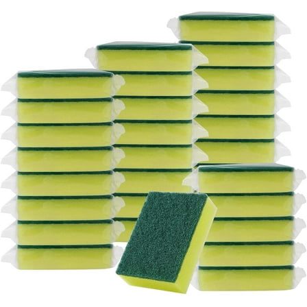Kitchen Cleaning Sponges, 30 Pack Dish Sponges Individually Wrapped Non-Scratch Scouring Pad Heavy Duty Scrub Sponges for Household, Bathroom, Apartments, Car Cleaning (Style 1)