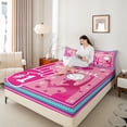 thumbnail image 4 of Homewish 4-Piece Teens Girls Volleyball Gamer Girl Sport Game Stars Love Heart Queen Sheet Sets, Breathable Ultra Soft Flat Fitted Sheet Home Decor, 4 of 7
