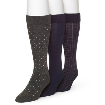George Men's Pin Dot Dress Fashion Socks, 3-Pairs