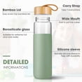 thumbnail image 2 of Botella de agua Yomious Glass de 750 ml con tapa y funda de bambú, 2 of 8
