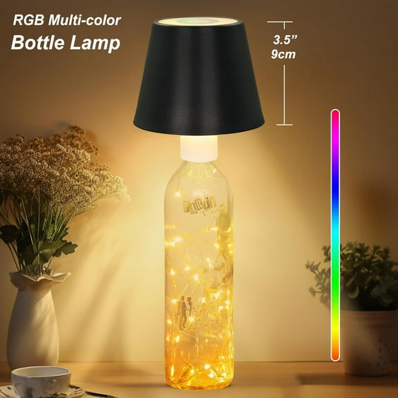 Postlucky Bottle Lamp - RGB Multicolor Table Lamps, 4000mAh Battery & Metal Shade, IP54 Waterproof Desk Light for Indoor Outdoor, Creativity & Technology Starlight Strip Bedside Night Light