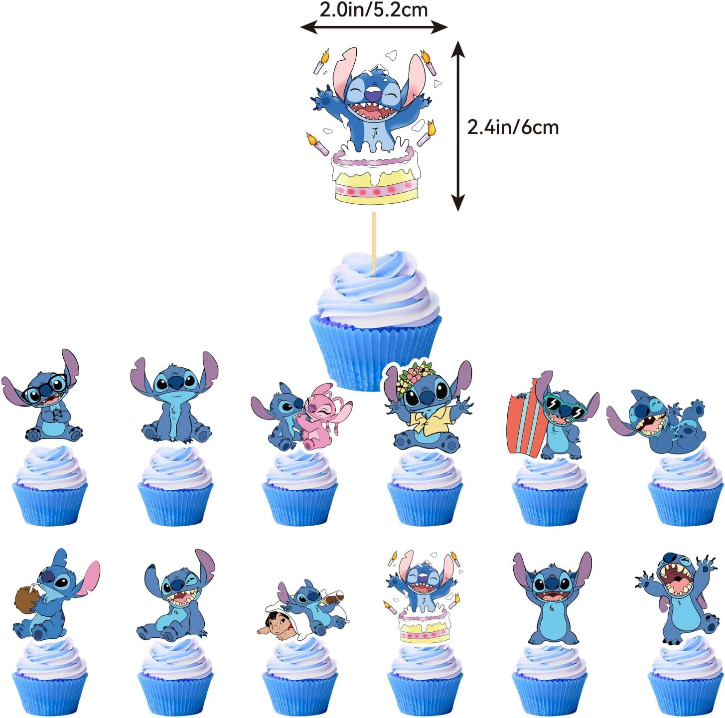 Stitch Cupcake Topper 24 pcs