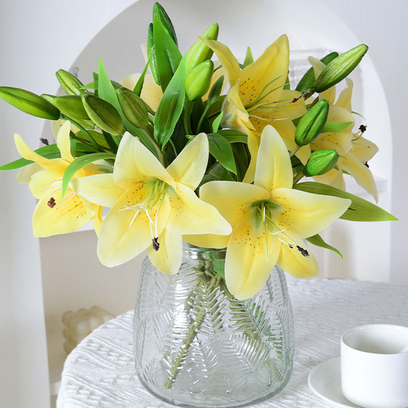 COM1950s Silk Lily Artificial Flowers - Realistic White, Pink