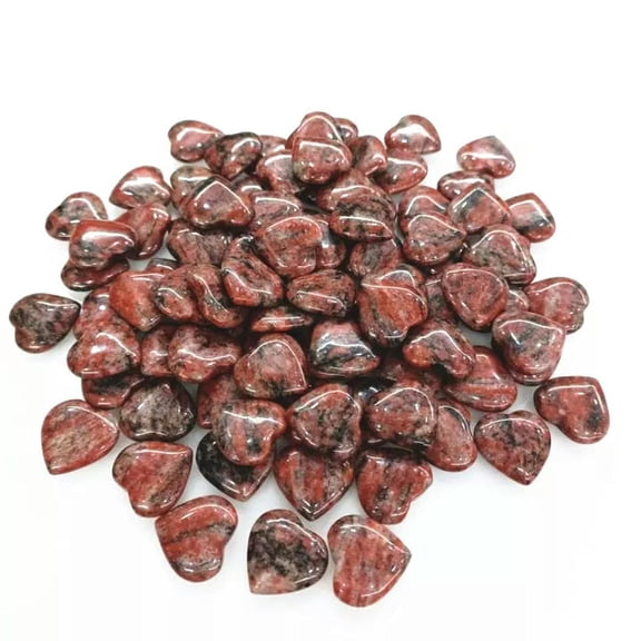 MATROOY 50pcs Natural Sesame Stone Healing Heart Gemstone for Home Decor 20x6mm