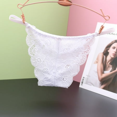 

LEEy-world Lingerie for Women Women s Briefs Half Solid Color Lace Comfortable Atmospheric Anti Glare Underwear White