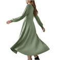 thumbnail image 6 of Arnsht Lightweight Sweater Dress Fall Dresses Midi Dress Luxury Outfits for Women Round Neck Solid Color Casual Long Sleeved Dresses Green M, 6 of 7
