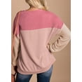 thumbnail image 2 of Womens Fashion 2023 Color Block Long Sleeve Crewneck Knitted Pullover Shirts Tops, 2 of 8