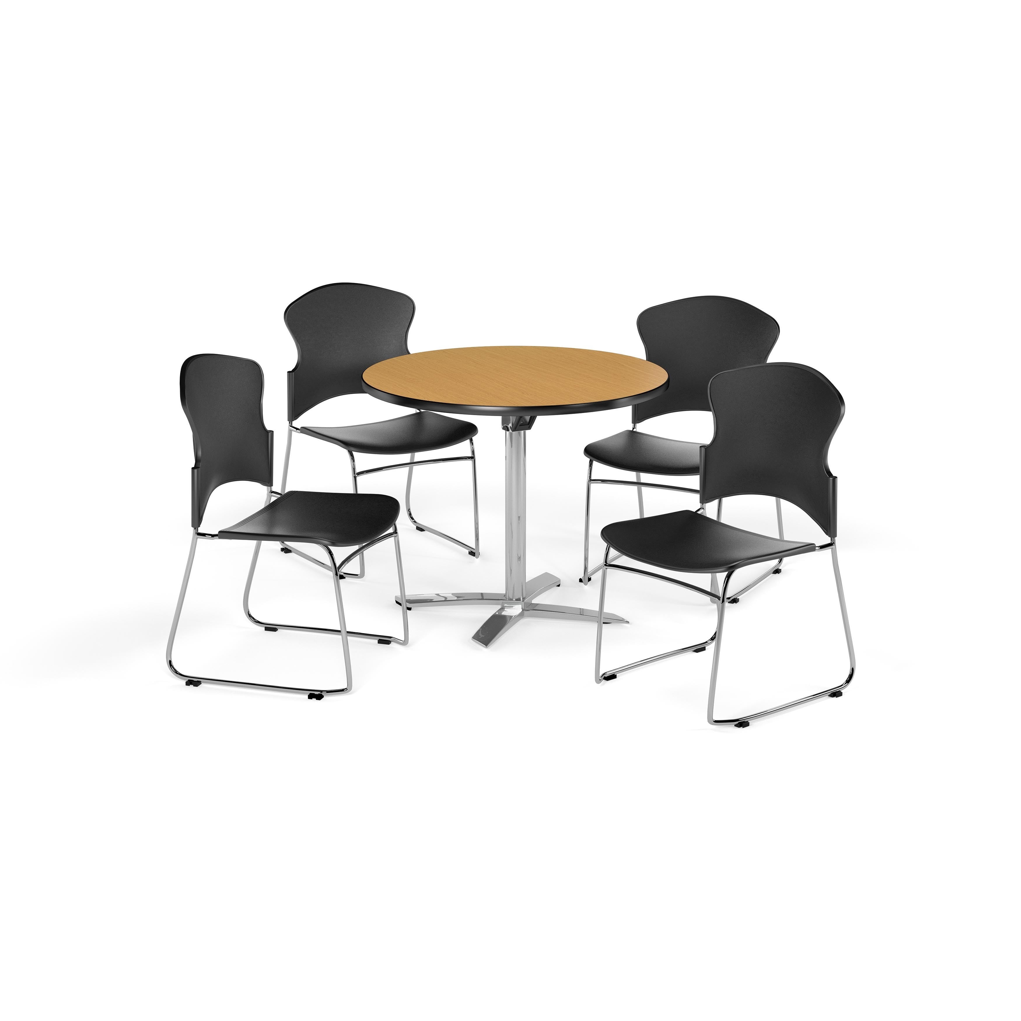 OFM  Oak 42-inch Round Break Room Table with 4 chairs
