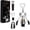 Wing-shaped glossy bottle opener 4-piece set in color box, variant on CNV Winged Wine Corkscrew Set with Foil Cutter and Aerator Pourer, Zinc Alloy Manual Bottle Opener for Wine and Beer, Durable Bar Tools Kit, Matte Black Finish