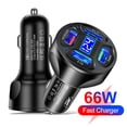 thumbnail image 3 of Car Charger For Cigarette Lighter Mobile Phone USB Charger Adapter 4 USB Digital Display Voltmeter Fast Charging Phone Adapter White, 3 of 6