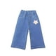 thumbnail image 1 of Odeerbi 2-8 Años Niñas Pantalones de Vaqueros de La Pierna Ancha de La Flor de Los Pantalones de Vaquero de La Parte Inferior Impresa de Verano Lindos Pantalones, 1 of 3