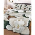 thumbnail image 3 of Quilts Twin Size Bedding Set, Spring Magnolia Blossom Lightweight Quilted Comforter, White Flowers Leaves Plants Country Reversible Bedspread Coverlet with Pillow Covers for All Season, 68" x 86", 3 of 7
