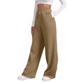 thumbnail image 1 of CHUANK Pantalon de Jogging Doublé pour Femmes, Jambe Droite Large, Taille Haute, avec Poches, 1 of 7
