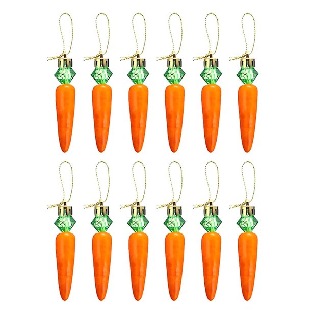 Adornos colgantes de zanahorias de Pascua, adornos artificiales de plástico para festivales de zanahorias, decoraciones para fiesta en casa, 12 Uds.