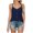 Navy, variant on Women's Casual T-Shirt Twisted Sleeve Round Neck Sleeveless Top Basic Comfy Solid Color Summer Tee, Navy S
