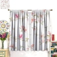 thumbnail image 3 of Flower Curtains Watercolor Pink Peach Blossom Leaves Nature Spring Pattern Blackout Print Rod Pocket Window Drapes for Bedroom Living Room 52x84in, 3 of 6