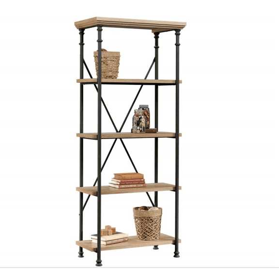 (Set of 2) Better Homes & Gardens River Crest 5-Shelf Bookcase, Rustic Oak Finish