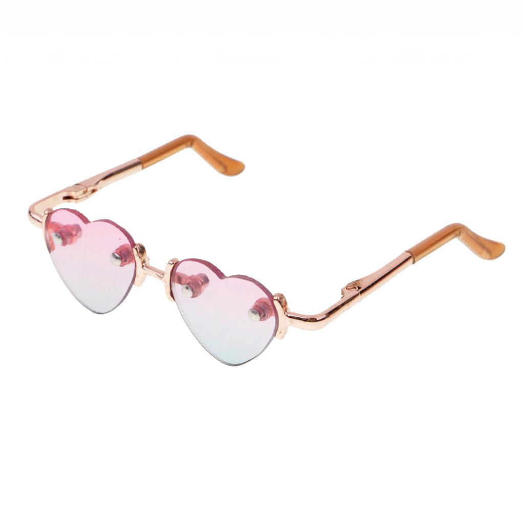 1/3 BJD Gold Leg No Frame Heart Glasses Eyewear for SD Dollfie Accessories 
